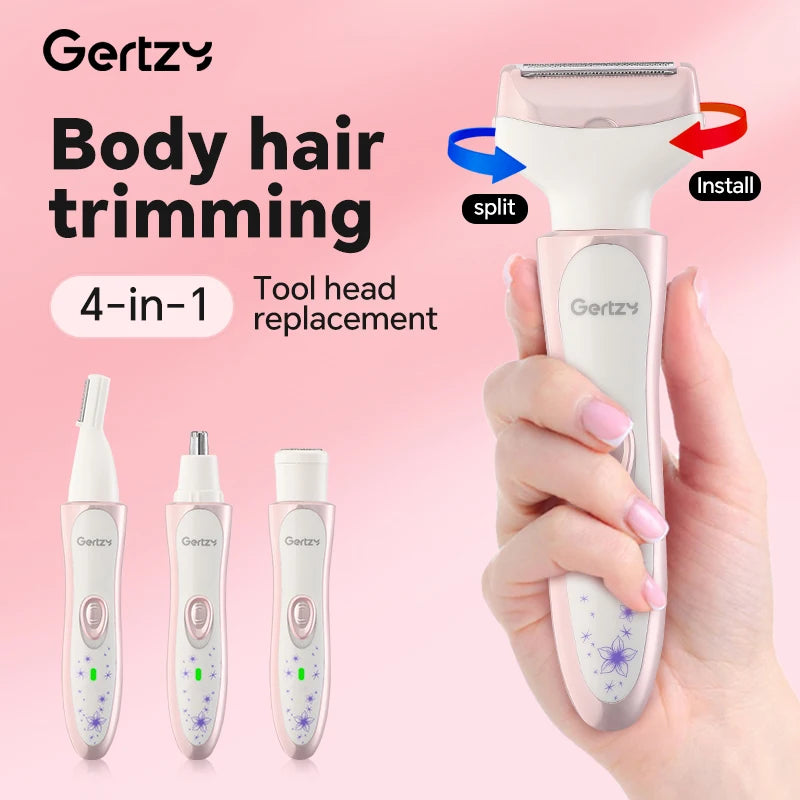 USB four in one electric shaver - suitable for face, nose, legs, armpits, painless trimmer - portable beauty toolkit