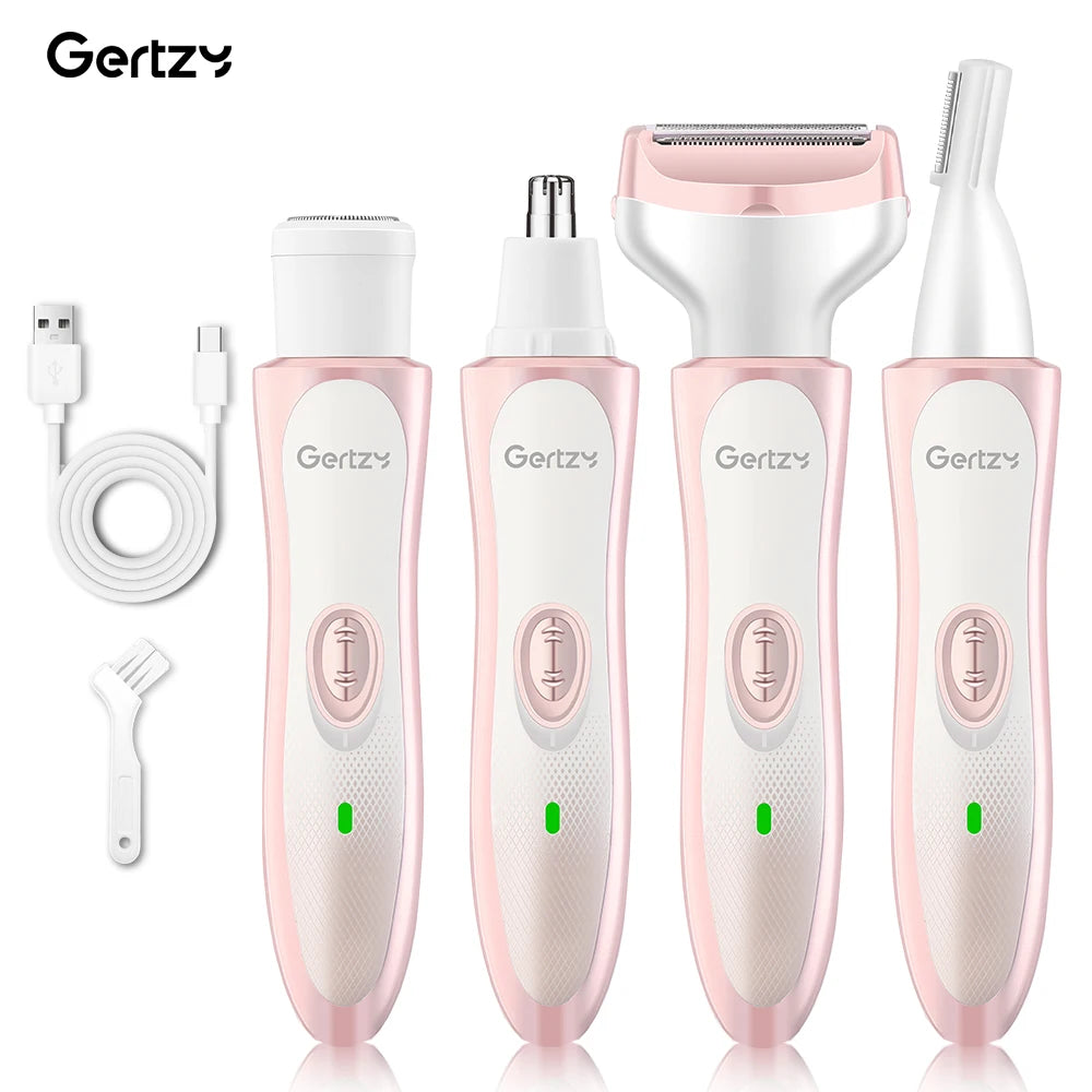 USB four in one electric shaver - suitable for face, nose, legs, armpits, painless trimmer - portable beauty toolkit